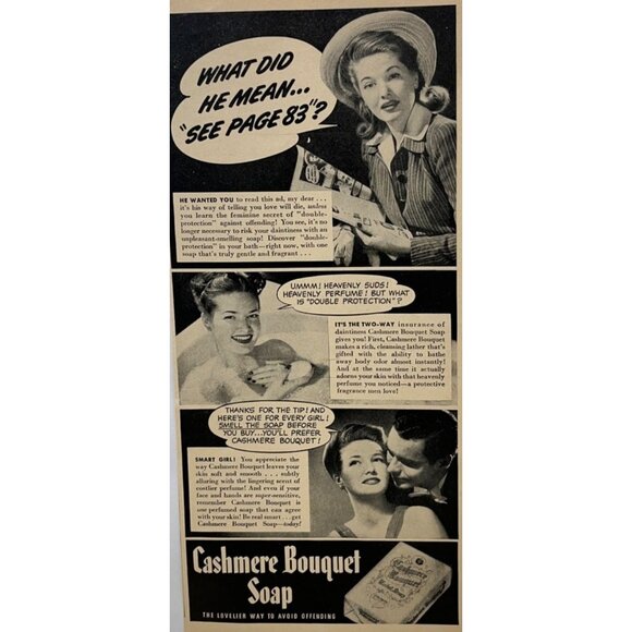 Cashmere Bouquet Soap Vintage Print Ad 1940s Retro Bath Beauty Wall Decor - Picture 6 of 6